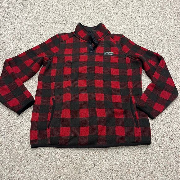 L.L. Bean Tops - LL Bean Sweater Fleece Pullover M Buffalo Plaid Preppy Fall Cozy Casual Outdoor